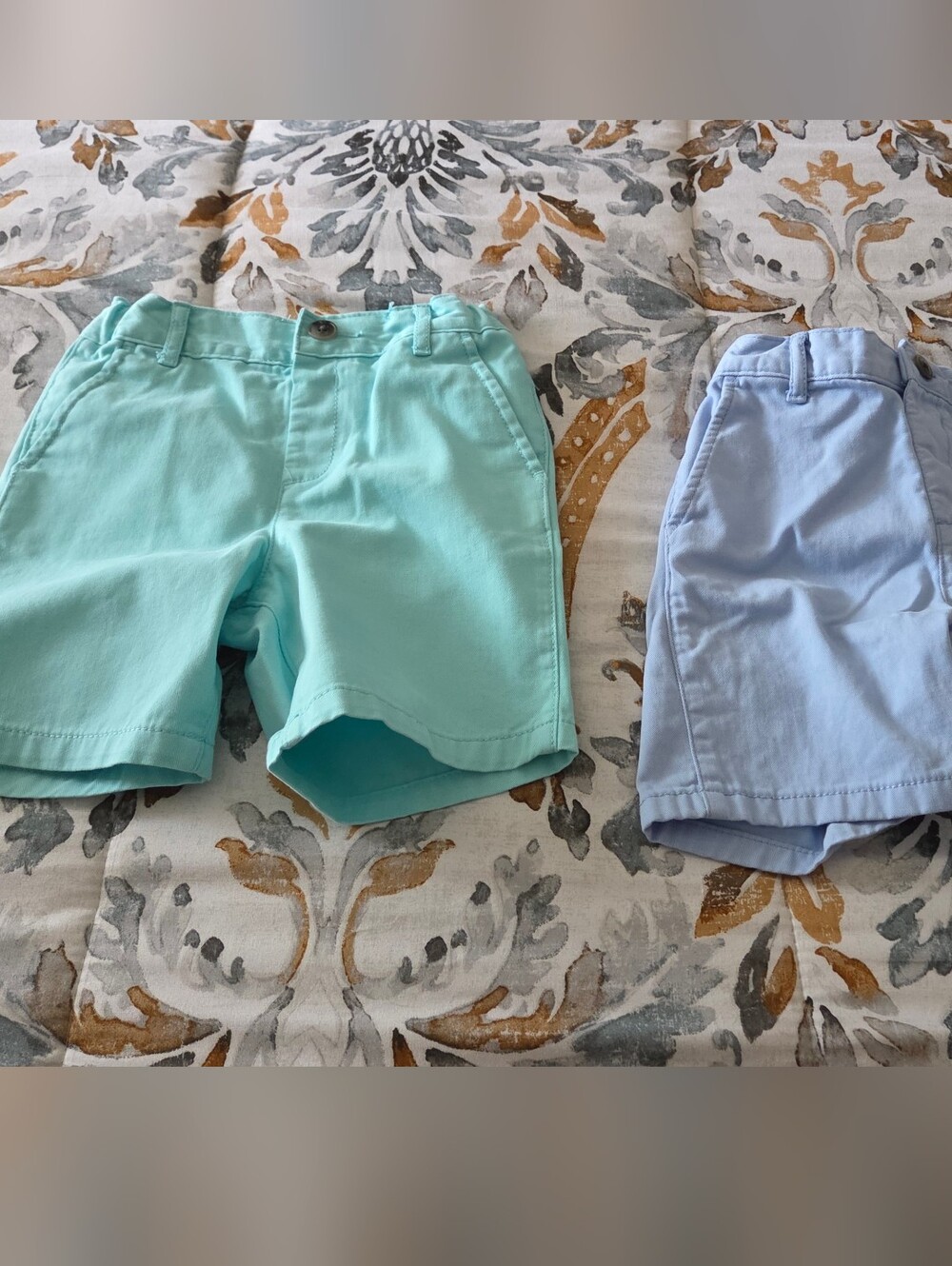 The Children's Place Mint Green & Light Blue Cotton Shorts Duo